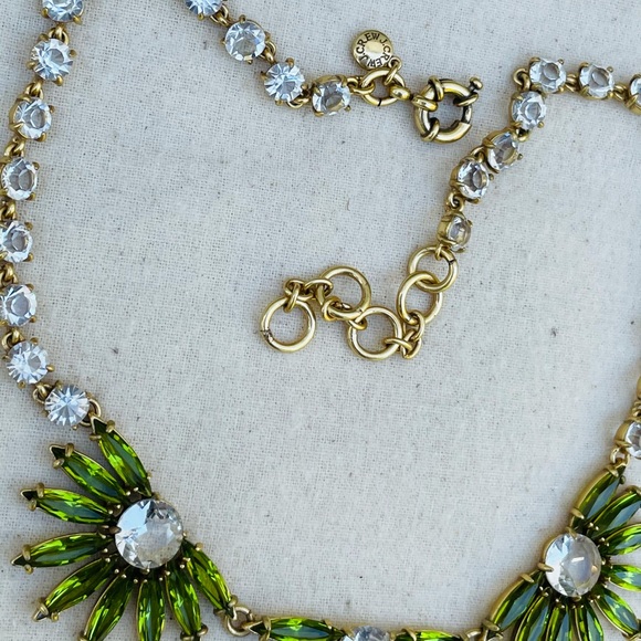 J.Crew Golden Moss Gem Fan Statement Necklace NWOT - Picture 6 of 11